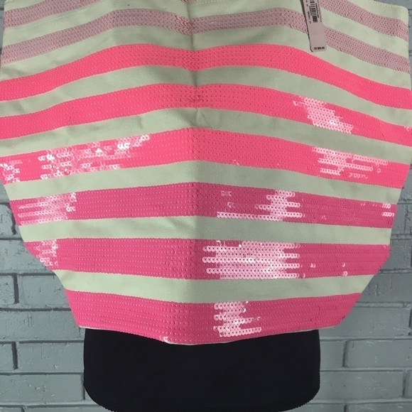 Victoria’s Secret Striped Canvas Sequin Tote Bag - Picture 4 of 8